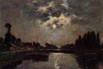 尤金 佈丹 Saint-Valery-sur-Somme, Moonrise over the Canal 尤金 佈丹 Saint-Valery-sur-Somme, Moonrise over the Canal